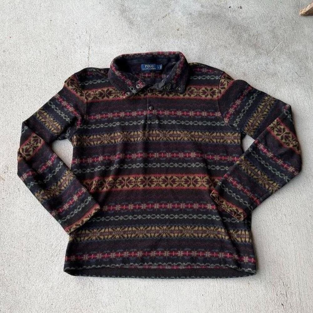 Polo ralph lauren aztec fleece quarter snap pullover large